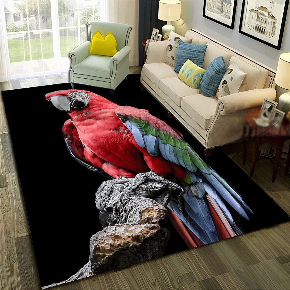 3D colorato Macaws pappagallo uccelli tappeto tappeto per la casa soggiorno camera da letto divano zerbino Decor, bambini Area giochi tappeto