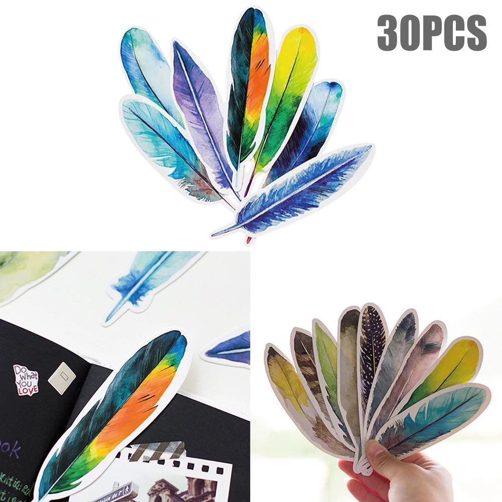 30pcs Students Office Accessories Card Decor Cute Realistic Portable Feather Paper Bookmarks School Supplies Gift Universal
