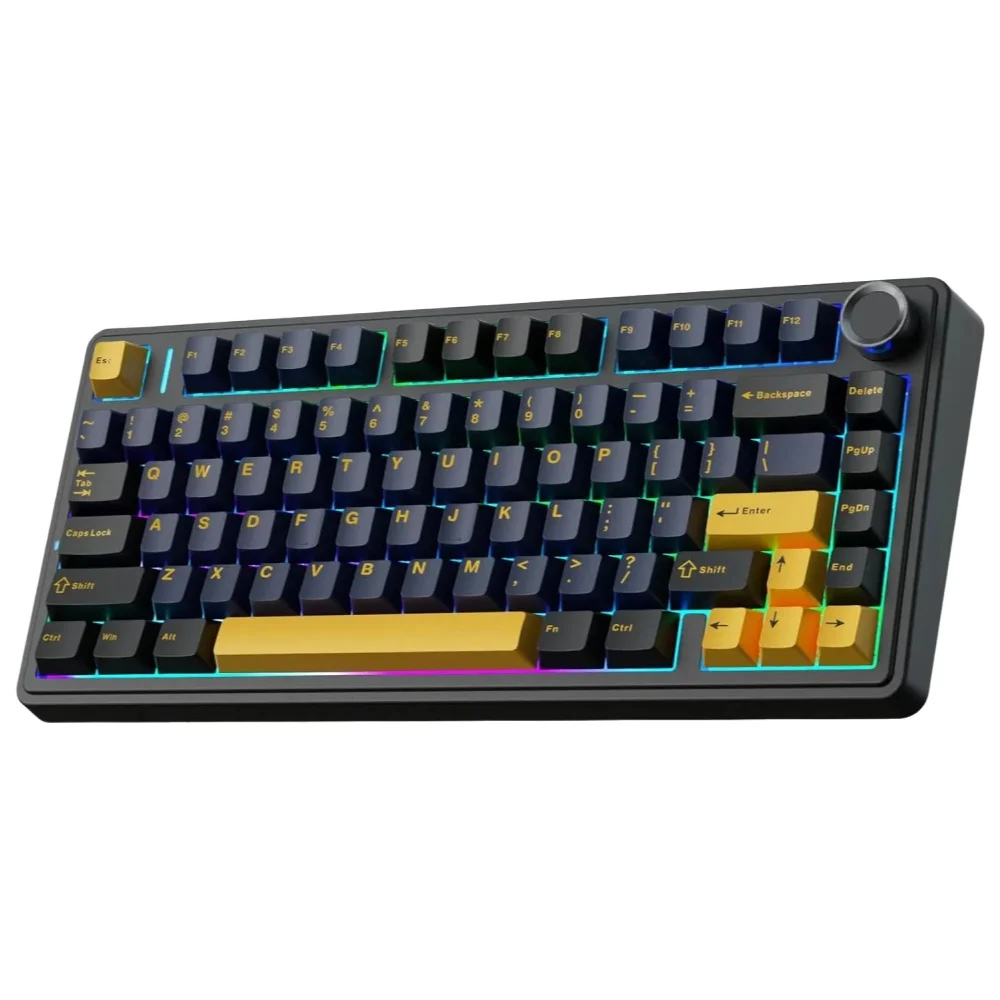 AULA F75 2.4G Bezprzewodowa/Bluetooth/Przewodowa Mechaniczna Klawiatura Gamingowa RGB z Możliwością Personalizacji, Układ 75%, Profil OEM, Konstrukcja Gasket — 2