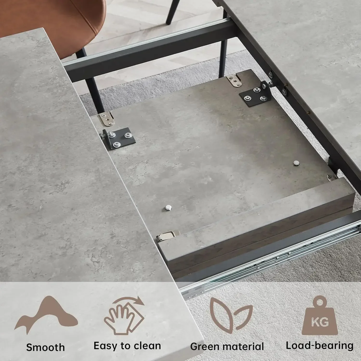 7 Piece Dining Table Set, 62 Inch Modern Kitchen Table with 6 Dining Chairs for 4-6 Person, Expandable MDF Dining Table