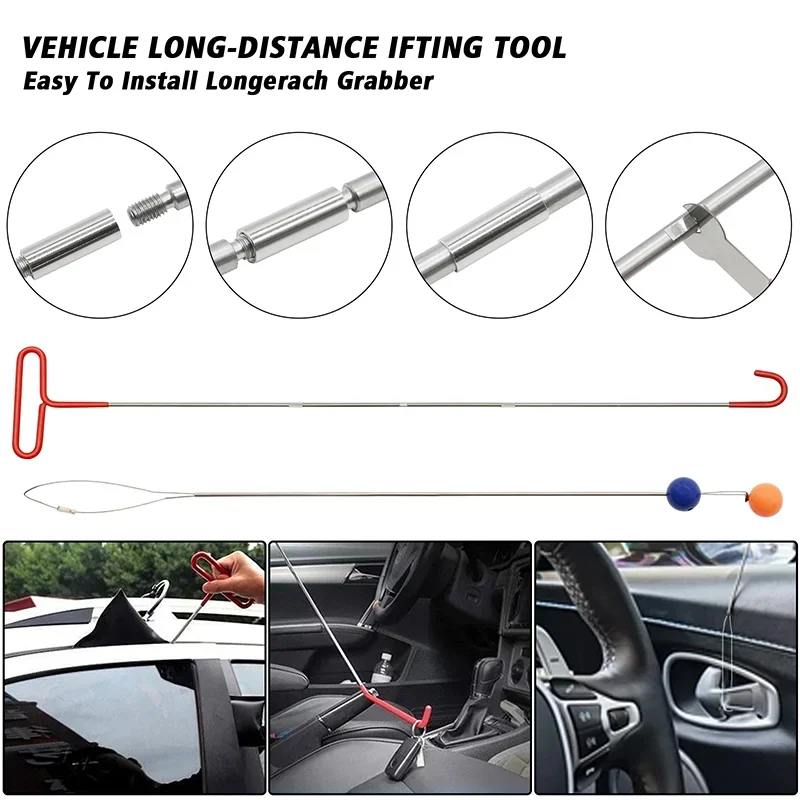 27PCS Car Wedge Pump Locksmith Thickened Door Repair Air Cushion Emergency Open Unlock Tool Kit With Long Reach Grabber