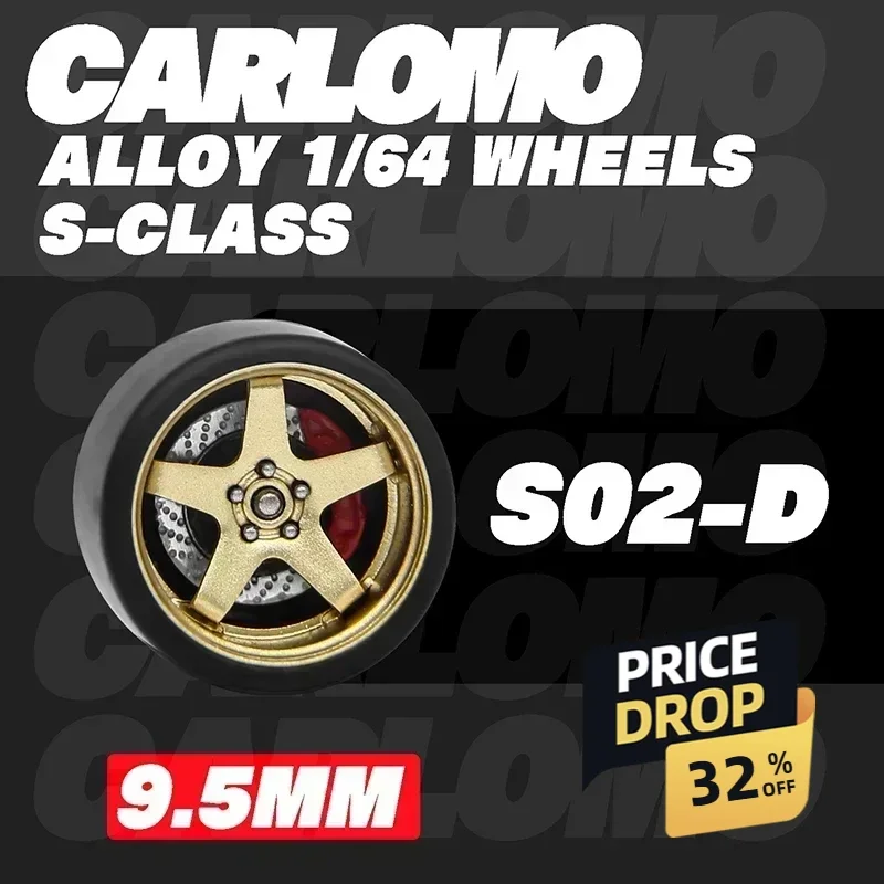 

NEW 1/64 Alloy CARLOMO 9.5mm Wheels or COOLCARIFUN 10.5mm Wheel with Brake and Tires 1:64 Model Car TLV/IG/HW Modified Parts