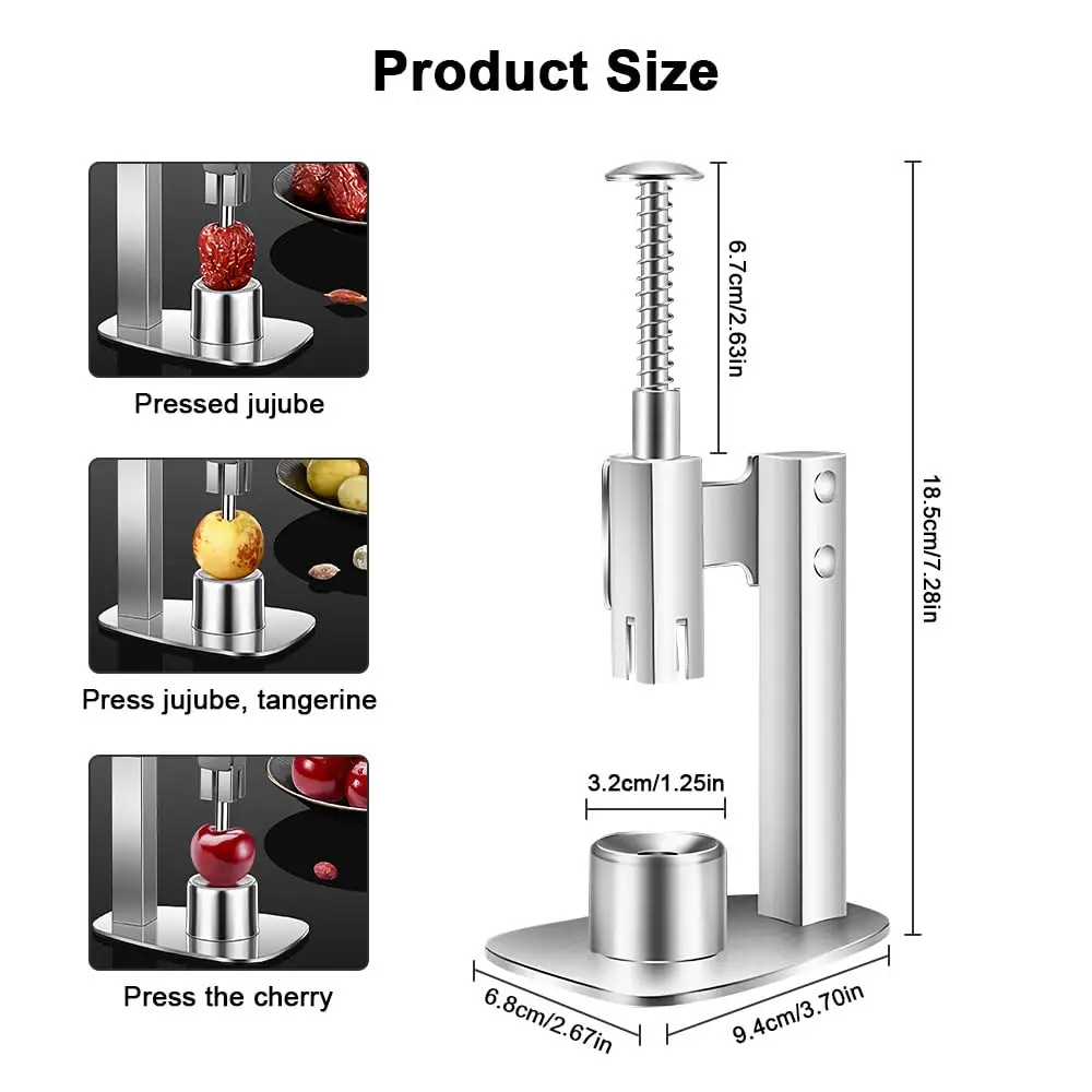 Stainless Steel Red Dates Corer, Cherry Pitter Remover, Olive Pitter Tool, Portable Fruit Corer Remover for Cherries, Hawthorn