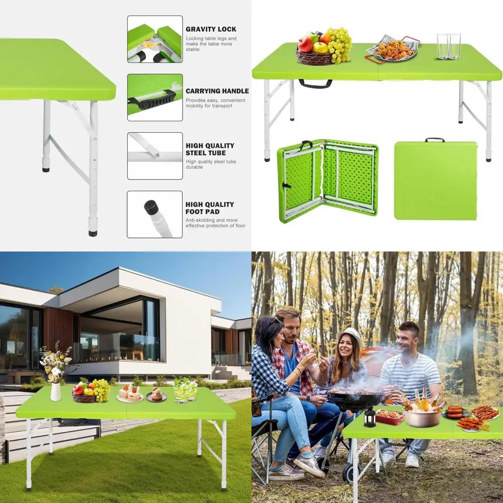 

Folding Picnic Table 4ft/6ft/8ft Heavy Duty for Outdoor Camping, Parties, and Indoor Use in White or Black