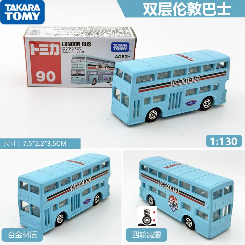 Autobús de Londres N.° 90 de TAKARA TOMY a Escala 1:130, Modelo de Autobús de Dos Pisos Retro de Aleación Fundida a Presión, Regalo Coleccionable para Adultos Coleccionistas