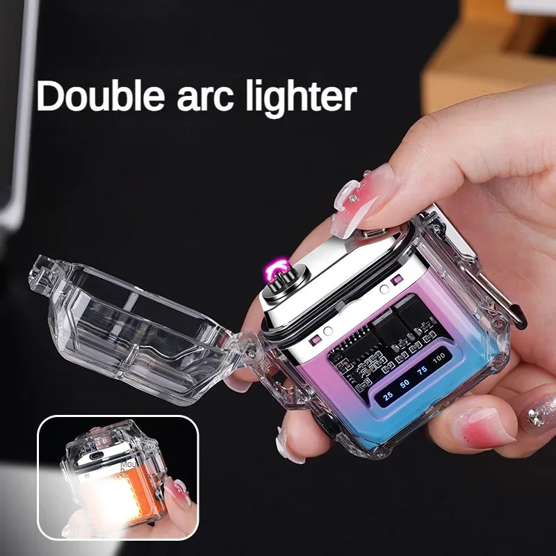 Outdoor Windproof Waterproof COB Lighting Light Electric Arc Lighter USB Rechargeable Cigarette Lighters Portable Smoking Gift