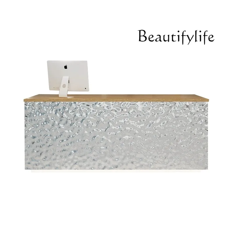 Water ripple stainless steel bar counter Simple modern small beauty salon Clothing store Cashier counter