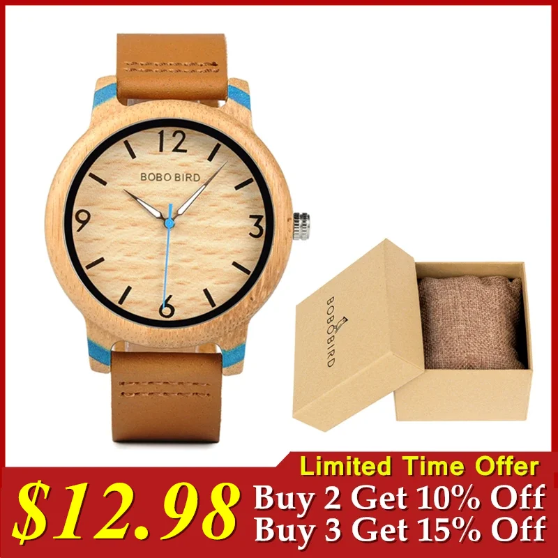 Men's Watches Top Brand BOBO BIRD Watch Wooden Quartz Male Wristwatches Timepieces Gifts Customized For Men Dropshipping