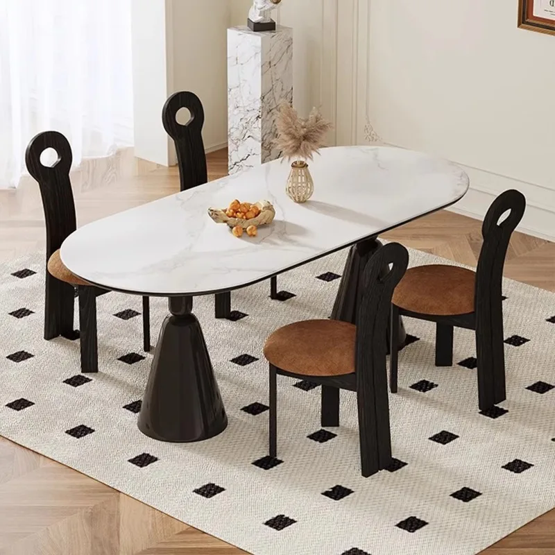 French Modern Dining Table With Stone Top High End Six-seater Dining Table For Home Wholesale Hotel High End Design Dining Table