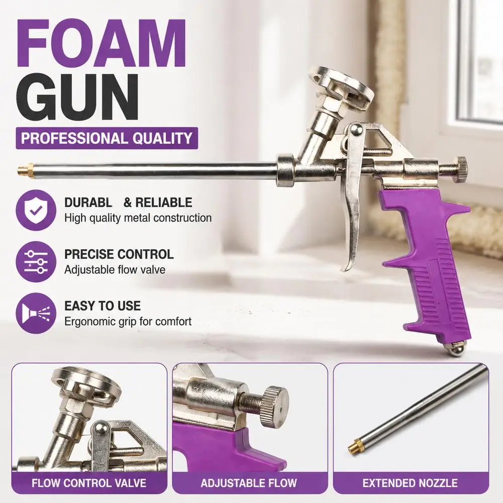 Foam Expanding Spray Gun Foaming Jet Glue Gun Metal Polyurethane Trigger Sprayer Pump Sealant Caulking Tool for House Renovation