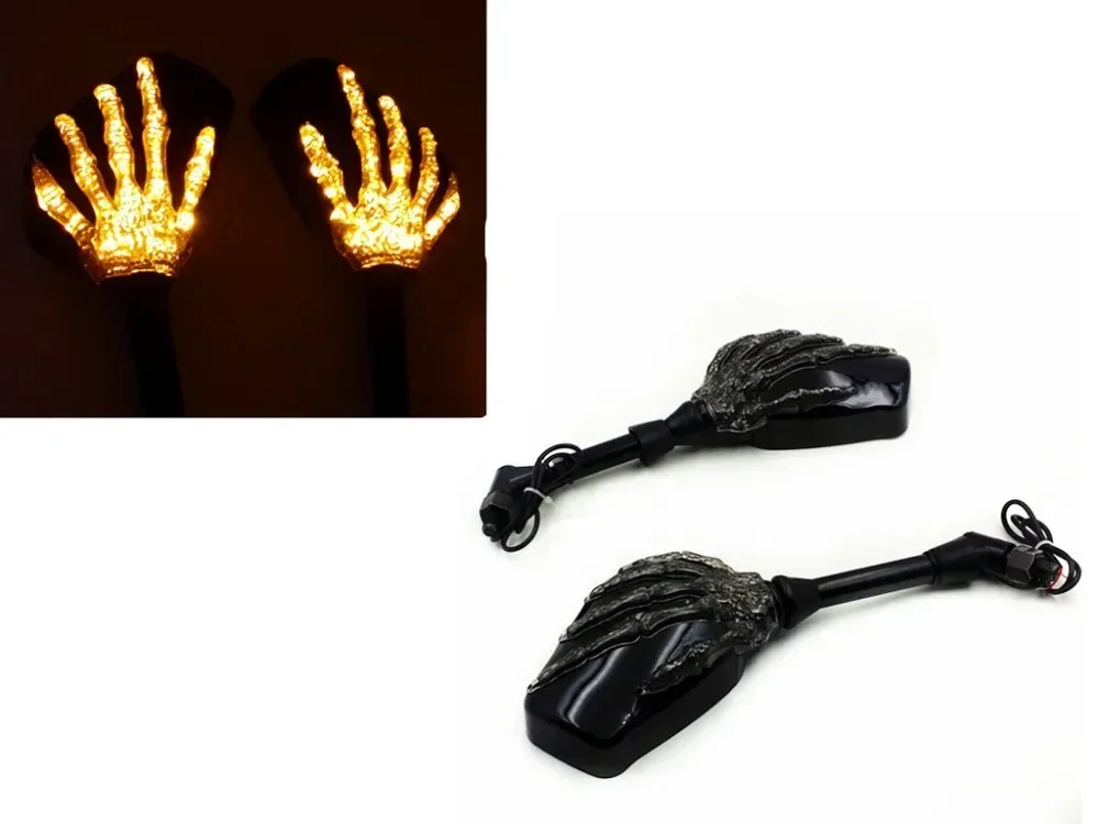

Skull Integrated LED Turn Signal Mirror For Suzuki SV 650 1000 GSF Naked Bike Honda Shadow VT VTX CBX CB CBF Ducati Kawasaki