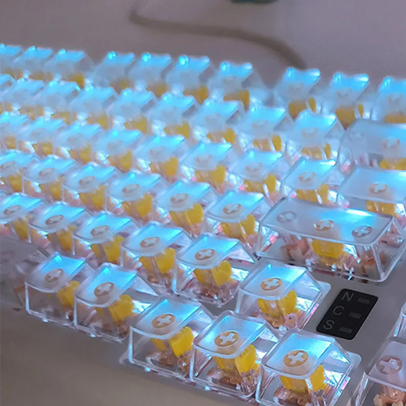 132 Keys OEM Profile Crystal Transparent Frosted Keycaps For MX Switch Mechanical Keyboard  ISO Layout PC RGB backlit Key Caps