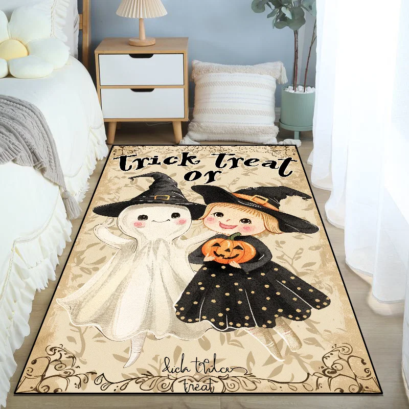 Children Bedroom Bedside Soft Rugs Halloween Decoration Long Carpets Child Room Decor Floor Mat Cartoon Pumpkin Cute Carpet