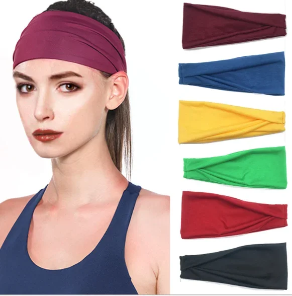 Women Solid Color Elastic Hair Bands Sweat Wicking Yoga Sport Headband Fashion Turban Makeup Hair Hoop Headwrap Hair Accessories