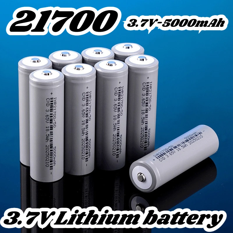Original 21700 Battery High-capacity 3.7V 5000mAh Lithium-ion Rechargeable Batteries for Super Powerful LED Bright Flashlight