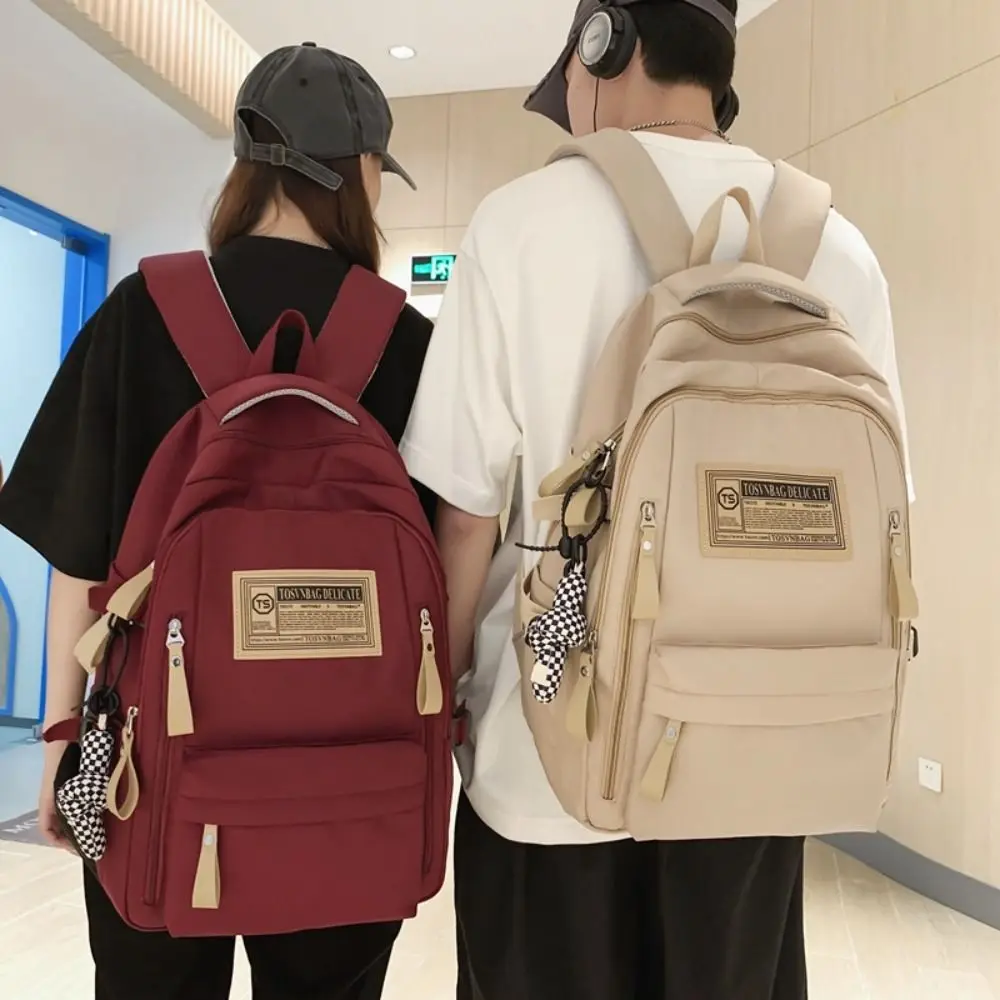 High Quality Fashion Students Backpack Vintage Oxford School Bag Leisure Multi Pocket Shoulder Bag Textbook