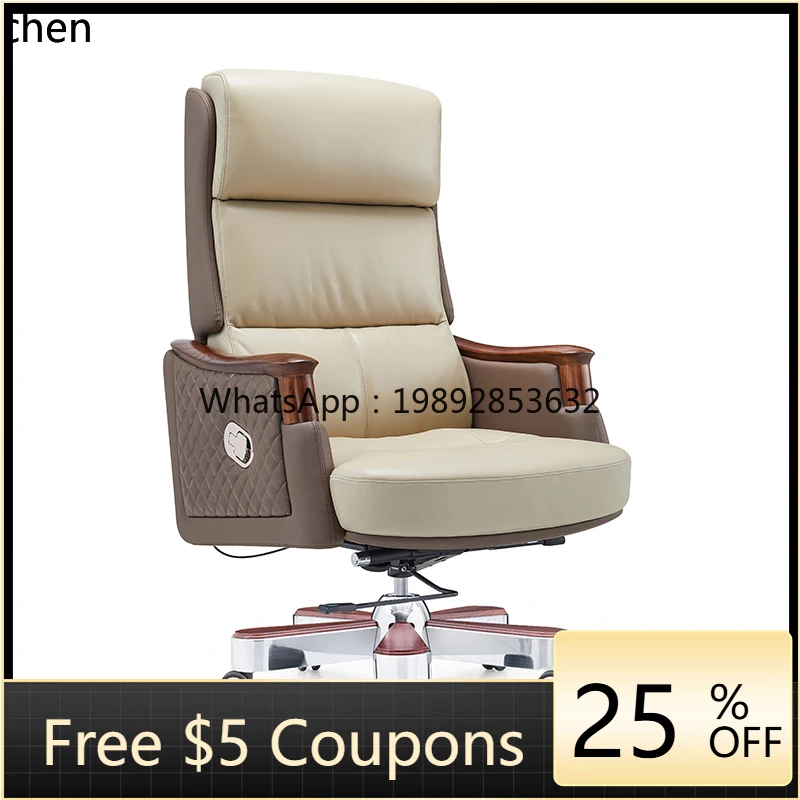 

boss chair cowhide modern president swivel chair reclining office chair ash wood armrest