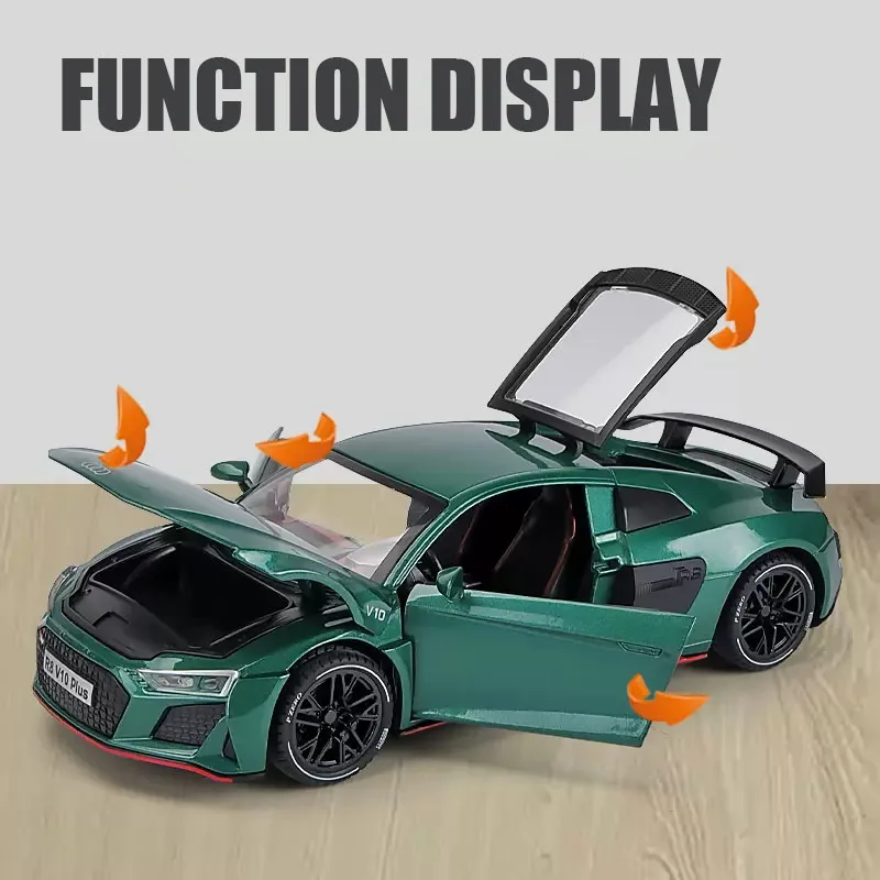 Auti r8 v10 plus-子供用合金車,モデル1:24,金属,おもちゃ,ハイシミュレーション,ライト,コレクション,ギフト