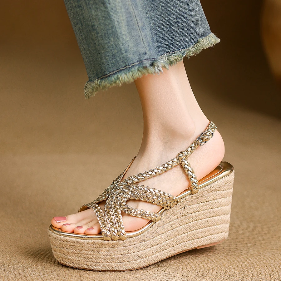 EAGSITY, zapatos de tacón para mujer, alpargatas, sandalias de cuña con plataforma plateada, zapatos informales de tacón alto para mujer