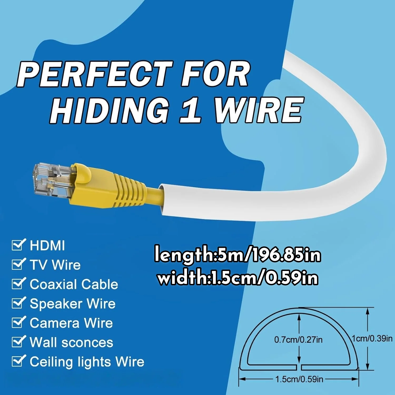 1PC 1/3/5m Flexible floor cable cover rubber cord Self-Adhesive wall cord hider internet Wire Duct Duct Slot Cable Manage﻿ view 2