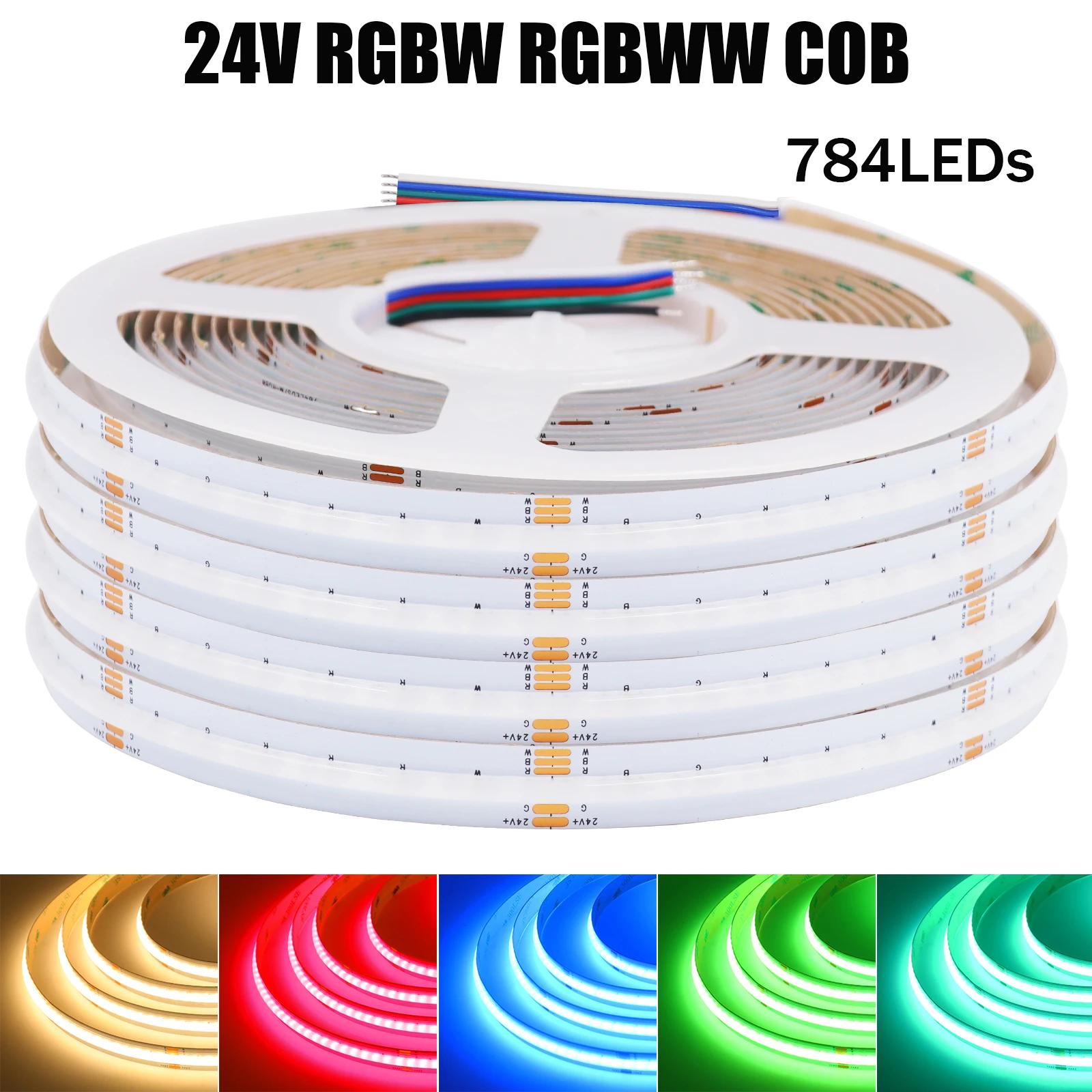 24V RGBW RGBWW COB LED Strip Light 784LEDs Hight Density Linear Light Flexible LED Tape Ribbon IP20 IP67 COB Lights Home Decor