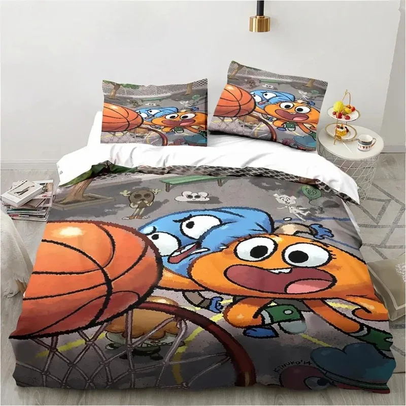 Cartoon The Amazing World Bedding Set Gumball Boys Girls Twin Queen King Size Duvet Cover Pillowcase Bed boys Adult