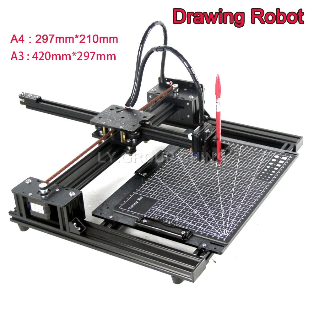 LY Pen Drawing Robot Writing Machine Cross Laser Type Belt Pulley Lettering XY-plotter for Sketch Write EBB Motherboard Support