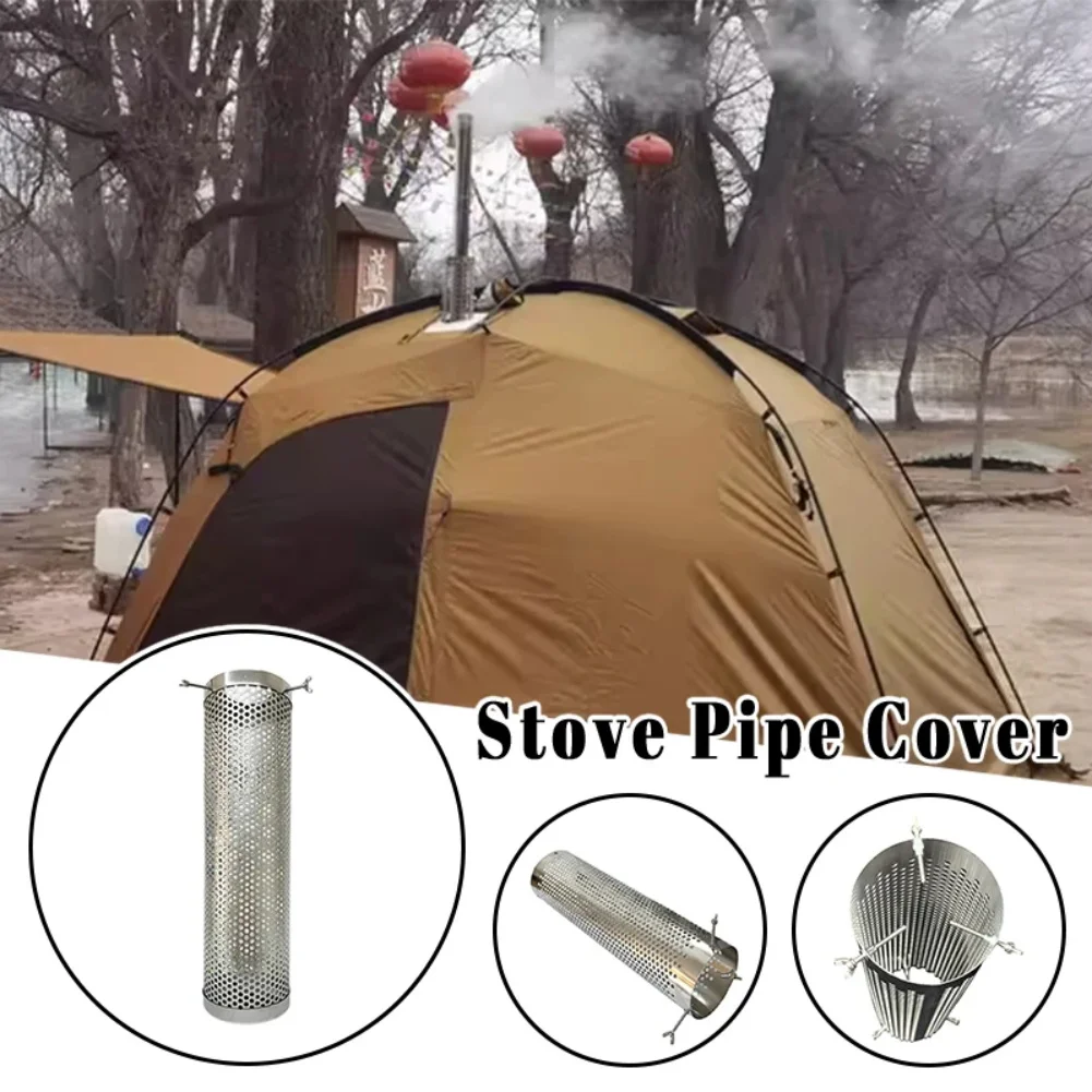 Stainless Steel Stove Tube for Tents with Spark Arrestor Guard and Heat Dissipation Design Compatible with 6-10 cm Stoves
