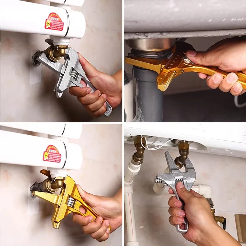 Multifunctional Bathroom Wrench High Carbon Steel Short Handle Wrench Large Opening Faucet Sink Water Heating Installation Tool image 5