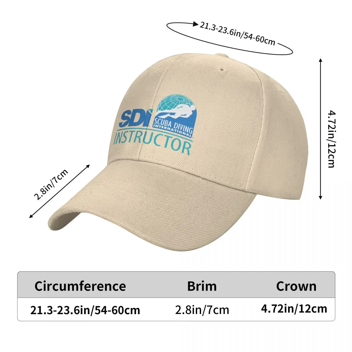 Scuba Diving International (SDI) Cap Fashion Casual Baseball Caps Adjustable Hat Unisex Baseball Hats Customizable Polychromatic