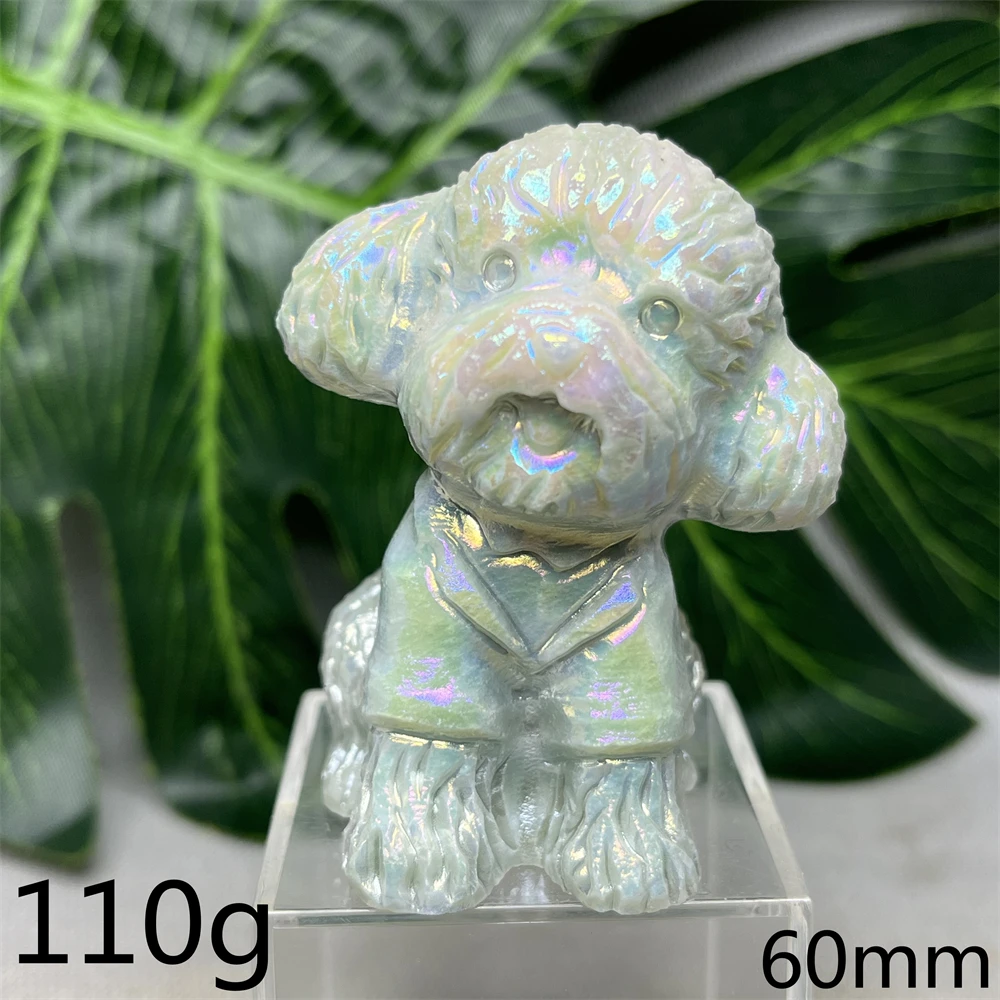 

Natural Rock Dog Jade Carving Poodle Spiritual Animal Human Friend Home Room Decoration Gift Spiritual Stone Healing
