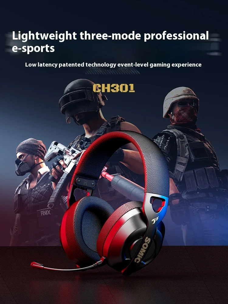 Somic CH301 Wireless Headset Tri Mode Bluetooth 5.4 2.4G FPS Gaming Headset Earphone Low Latency 210g Light Weight PC Gamer Gift