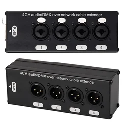 1Pair 4-Channel 3-Pin XLR or 6.3Mm Audio and DMX over Network Cable Extender,DMX512 Network Signal Extender Male+ Female