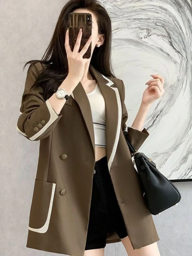 Damska odzież w stylu europejskim, nowości na wiosnę/jesień 2025 - luźny krój, wyszczuplająca, uniwersalna, profesjonalna, idealna do biura.