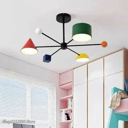 Children's Room Macaron color Chandelier Modern LED Decor Indoor Hanging Lamps Lustre Pendent Fixtures Restaurant Ceiling Light