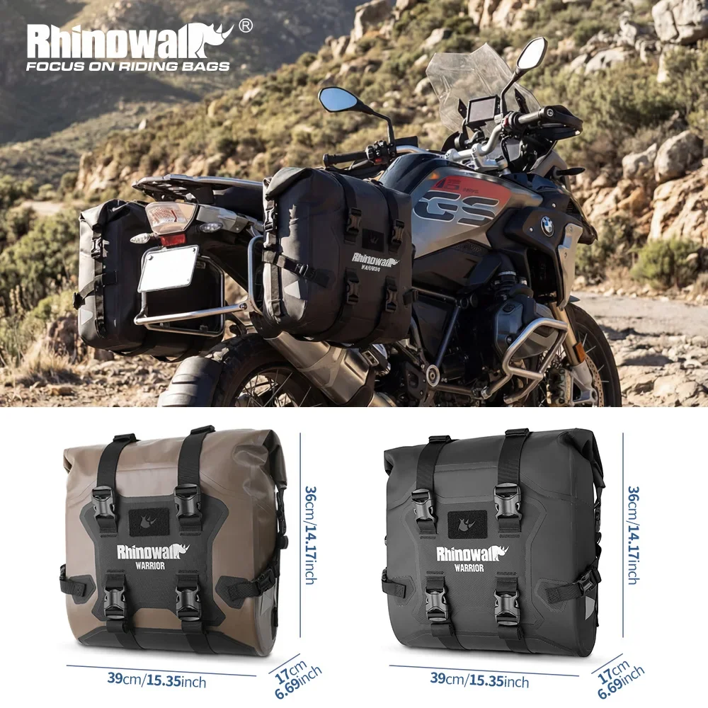 Rhinowalk Motorcycle Quick Release Side Bag 24L Waterproof Motor Touring Tail Saddlebag Storage Luggage With Inner Support Board