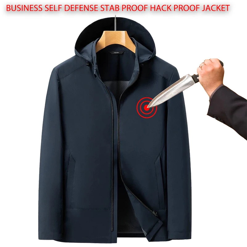 

New2027 Self Defense Hooded Business Casual Anti Stab Anti Cut Jacket Hidden Anti Hacker Fbi Flexible Security Anti Cut Clothing