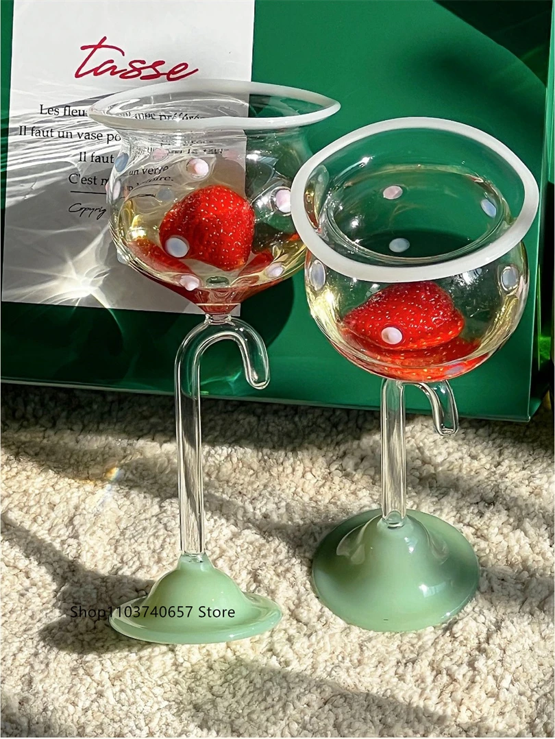 Creative Design Lollipop Red Wine Glass Special-Shaped Household Juice Champagne Glass Ins Korean Umbrella Shape Tall Glass