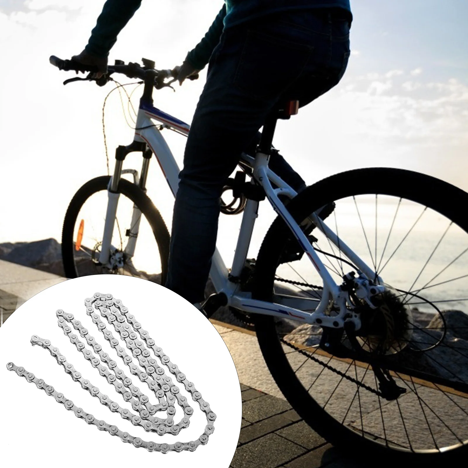 

6 7 8 Speed Steel Bike Chain Hollow-Out Design Anti-Rust Electroplated Lightweight Cycling Chain Link Connector Practical