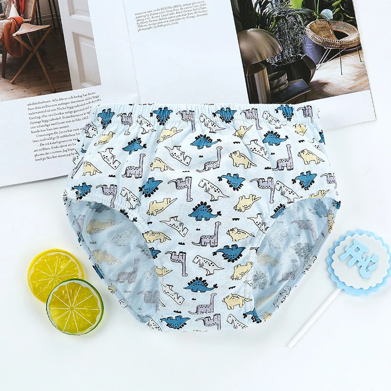 LJMOFA 5 Pcs/Lot Children Underwear Cotton Panties Boys Dinosaur Blue Cartoon Briefs Breathable Kids Briefs Knickers B159