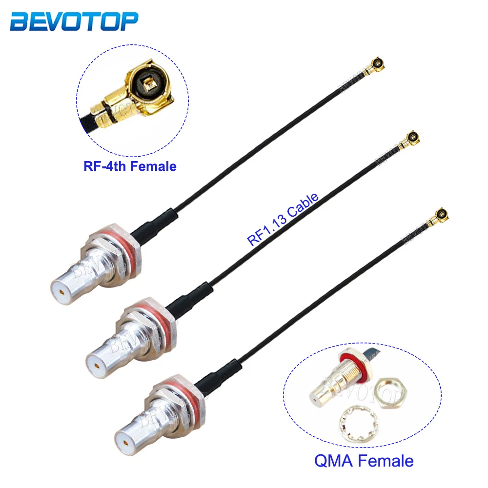 

10PCS/Lot QMA Female Jack to IPX-4 Female Connector 50Ohm High-Quality QMA to IPX RF1.13 RF Coaxial Pigtail Jumper Cable 5CM-1M