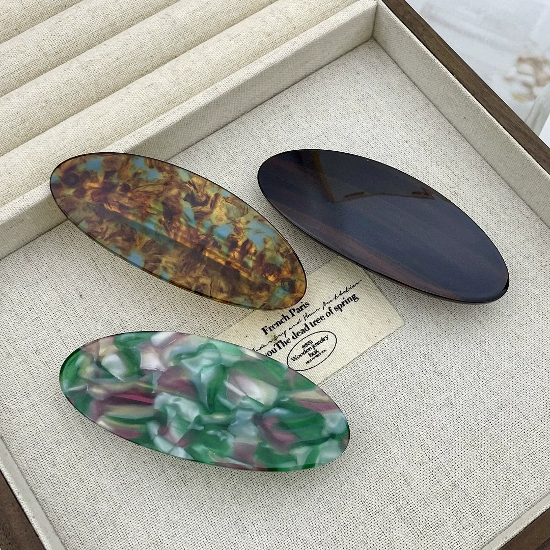 Vintage Design Oval Spring Clip Simple Fashion Acetate Colorful Hair Clip Hair Accessories For Woman Girls
