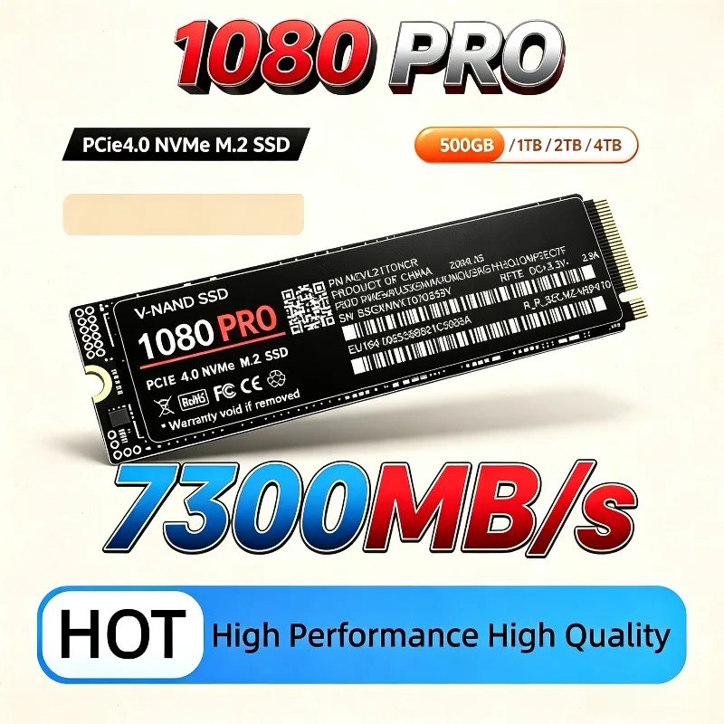 SSD 1080PRO original, M.2 NVMe PCIe 4.0, velocidade de até 7300 MB/s, unidade de estado sólido interna, 500 GB a 4 TB, para portáteis e computadores de secretária.
