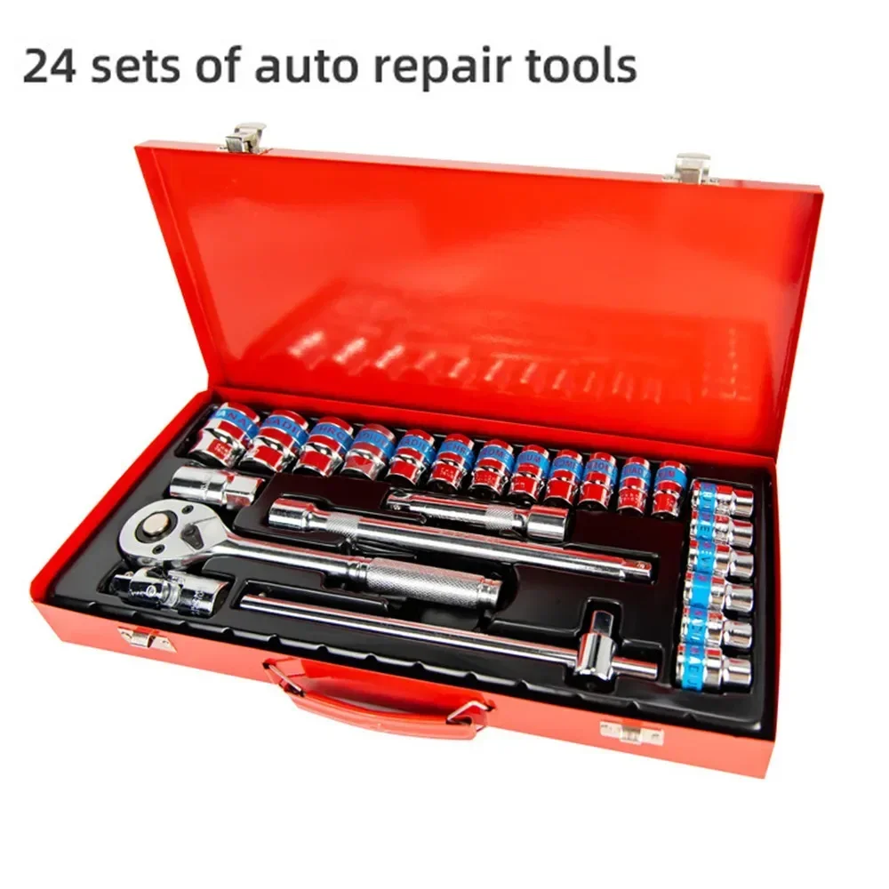 

Hexagon Hand Tool Set Auto Repair Tool Maintenance Mechanical Combination 10-32mm New 24 Pcs Socket Wrench