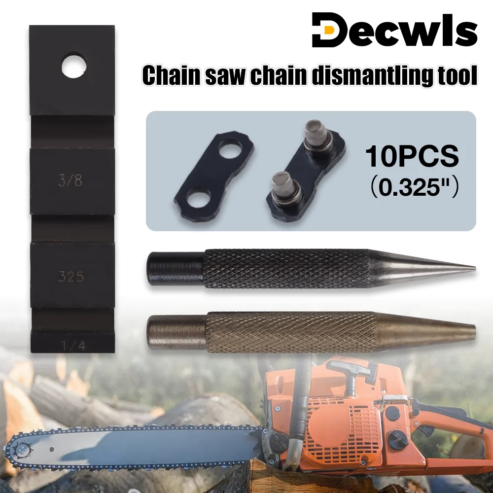 Chainsaw Chain Removal Tool Kit With 10 0.325'' Chains, Chainsaw/Electric Saw Chain Repair Tools Suitable For 325 And 058 Chains