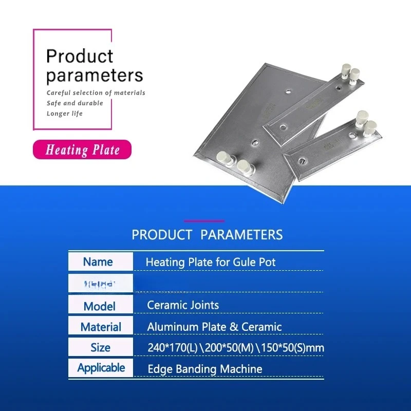 1400W 240*170mm Heating Plate with Ceramic Joint, Glue Pot Tank Heater Accessory for Edge Banding Machine Woodworking Equipment