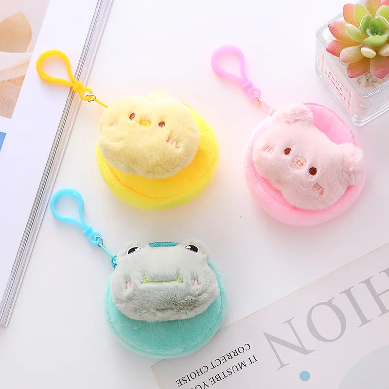 Kawai Kids Mini Coin Purse Candy Rabbit Bear Frog Plush Cartoon Animal Money Coin Bags Student ID Card Credit Card Storage Bags