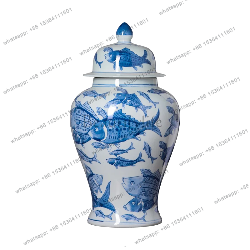Factory Direct Jingdezhen Blue And White Ceramic Vase New Small Mouth Big Belly General Jar Lily Ornament