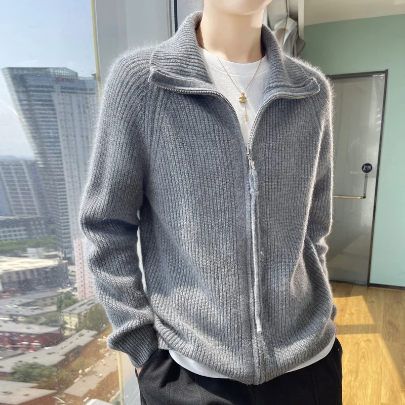 Autumn New Knitted Cardigan Turtleneck Thick Zipper Design Fashion High-End Elegant Comfortable Knitted Sweater Cardigan-GH483
