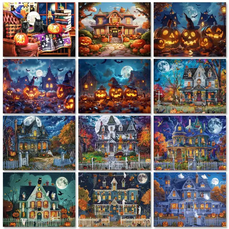 

GATYZTORY Paint By Number Halloween Scenery Drawing On Canvas Gift Diy Pictures By Numbers Kits HandPainted Home Decor